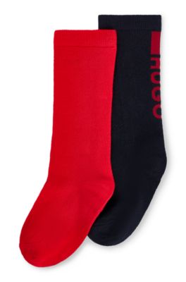 Two-pack of kids' socks with logo details, Red