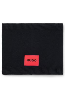 Kids' snood with red logo label, Black