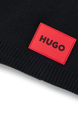 Kids' snood with red logo label, Black