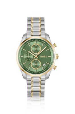 GRAND TOUR LADIES Two-tone watch with green dial and five-link bracelet, Assorted-Pre-Pack