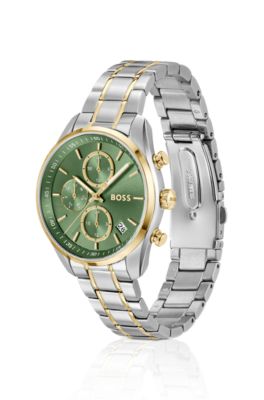 GRAND TOUR LADIES Two-tone watch with green dial and five-link bracelet, Assorted-Pre-Pack
