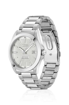 Strike stainless-steel watch with ridged dial, Assorted-Pre-Pack