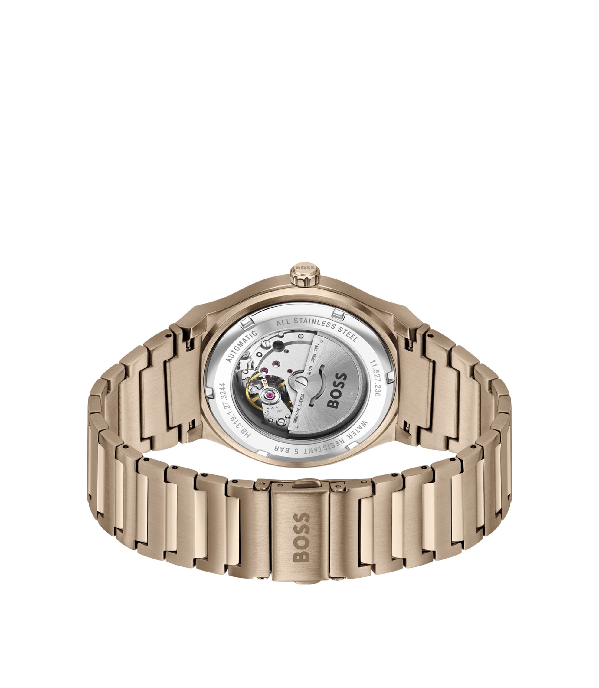 BOSS - Gold-tone automatic watch with grooved dial
