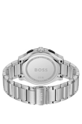 Blue-dial chronograph watch in silver-tone steel, Assorted-Pre-Pack