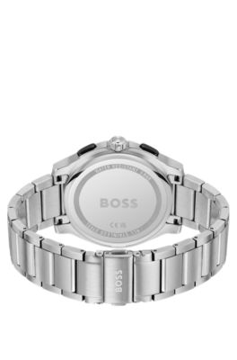 Transparent-dial chronograph watch in silver-tone steel, Assorted-Pre-Pack