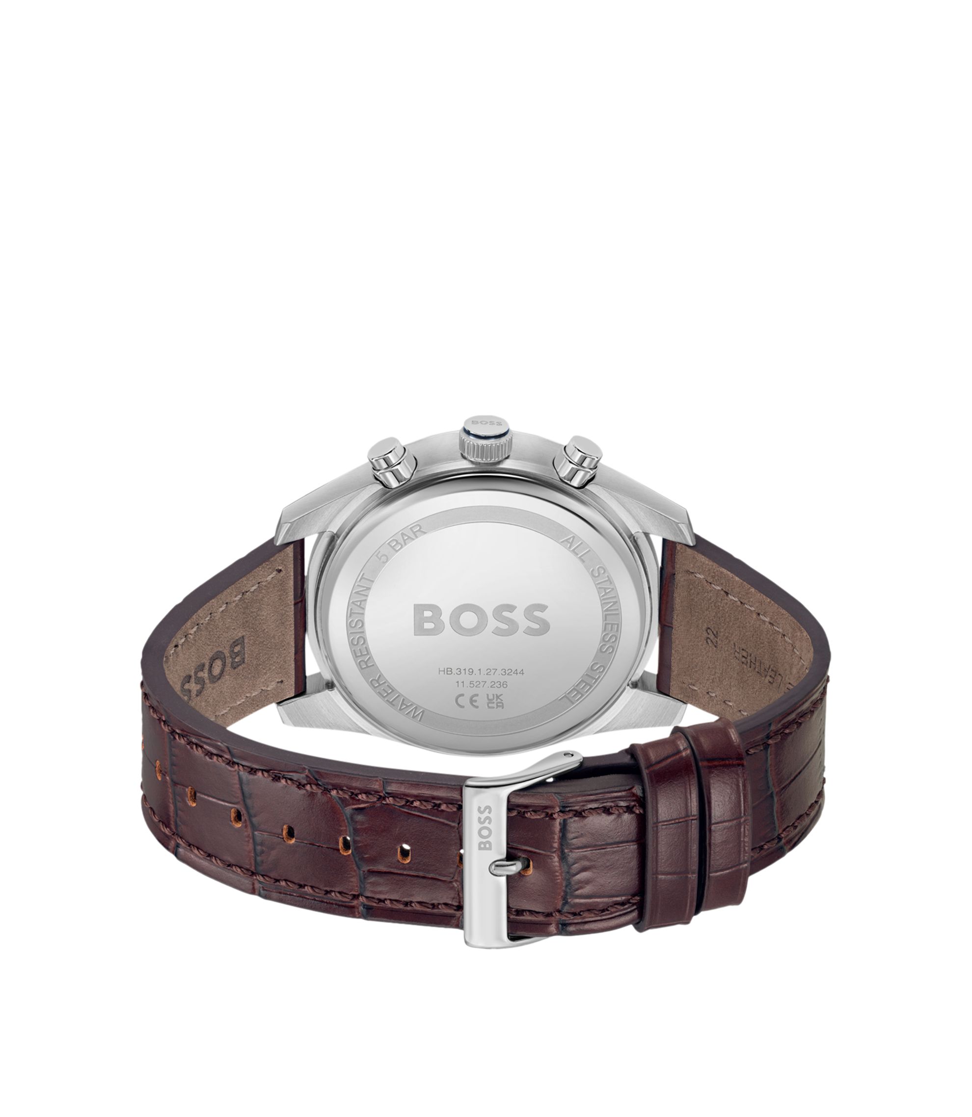 boss114 BOSS - Black-dial watch with leather strap