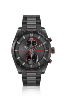 Reloj negro con pulsera de tres eslabones a juego, Assorted-Pre-Pack
