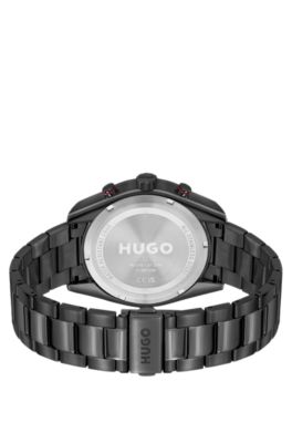Reloj negro con pulsera de tres eslabones a juego, Assorted-Pre-Pack