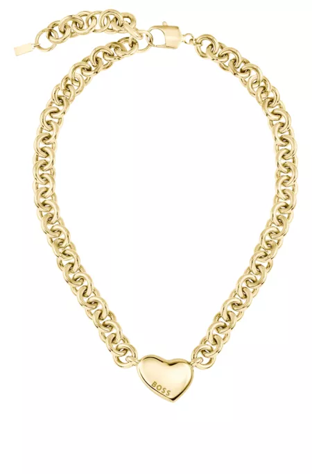 Heart-charm necklace in gold-tone steel