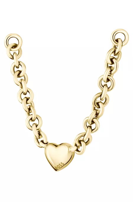 Heart-charm necklace in gold-tone steel
