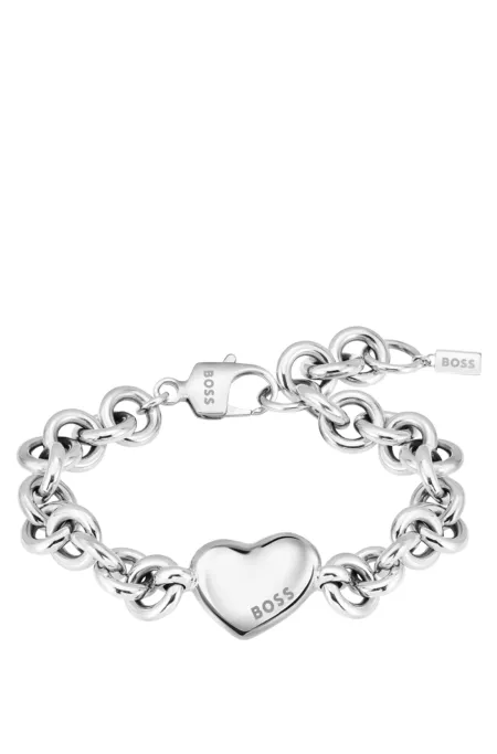 Silver-tone chain bracelet with heart charm