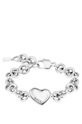 Pulsera plateada con cadena y colgante de coraz&oacute;n, Assorted-Pre-Pack