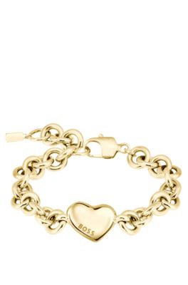 Pulsera dorada con cadena y colgante de coraz&oacute;n, Assorted-Pre-Pack