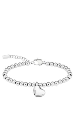 Beaded bracelet with heart charm, Assorted-Pre-Pack