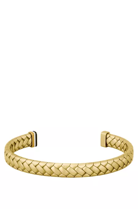 Gold-tone cuff with herringbone pattern