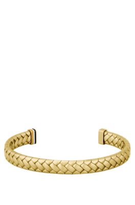 Gold-tone cuff with herringbone pattern, Assorted-Pre-Pack