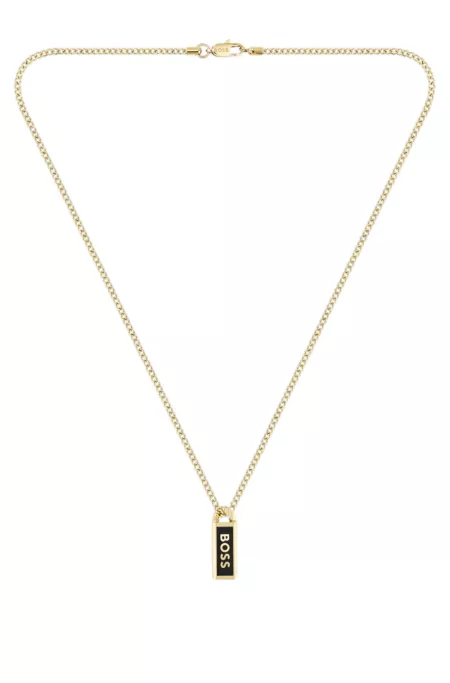 Gold-tone necklace with ink-filled logo pendant