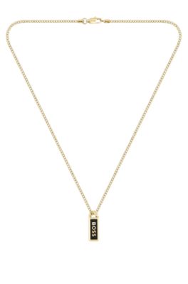 Gold-tone necklace with ink-filled logo pendant, Assorted-Pre-Pack