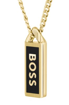 Gold-tone necklace with ink-filled logo pendant, Assorted-Pre-Pack