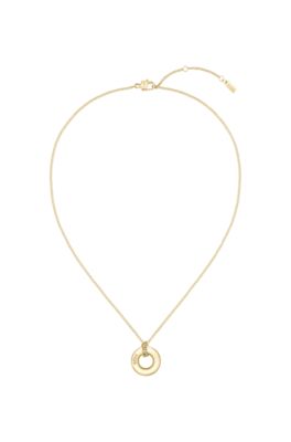 Gold-tone necklace with logo hoop, Assorted-Pre-Pack