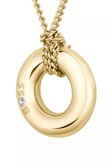 Gold-tone necklace with logo hoop