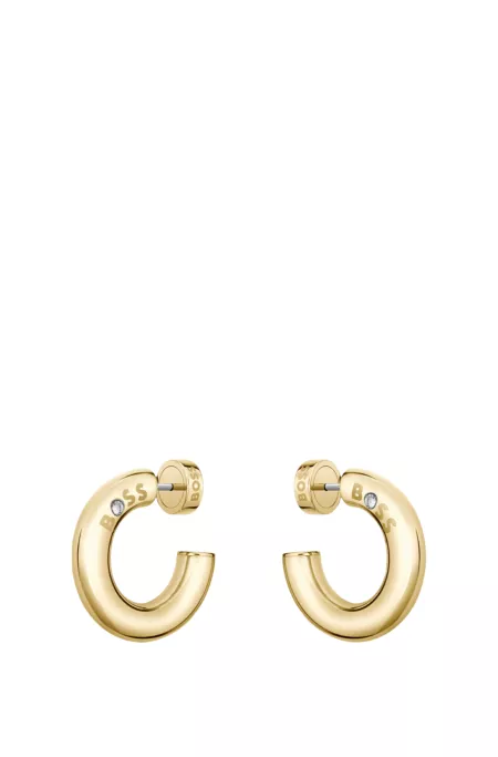 Gold-tone hoop earrings with logo detail