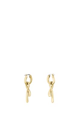 Ribbon-style earrings in a gold-tone effect, Assorted-Pre-Pack