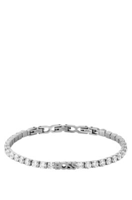 Silver-tone cuff with crystals and logo, Assorted-Pre-Pack