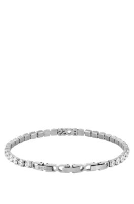 Silver-tone cuff with crystals and logo, Assorted-Pre-Pack