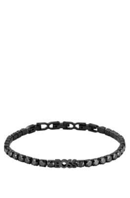Chain tennis bracelet with black crystals, Assorted-Pre-Pack