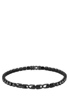 Chain tennis bracelet with black crystals, Assorted-Pre-Pack