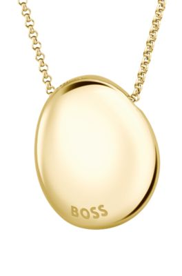 Gold-tone necklace with pebble-style pendant, Assorted-Pre-Pack