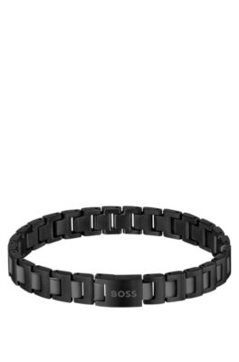 Brazalete de eslabones chapado en negro con logo en el cierre , Assorted-Pre-Pack