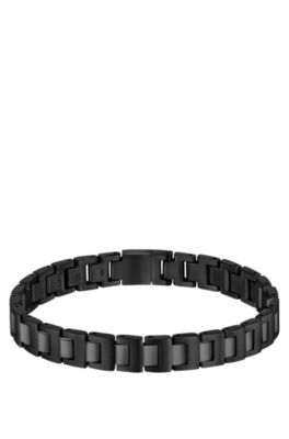 Brazalete de eslabones chapado en negro con logo en el cierre , Assorted-Pre-Pack