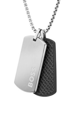 Collar en tono plateado con colgante con dos etiquetas, Assorted-Pre-Pack