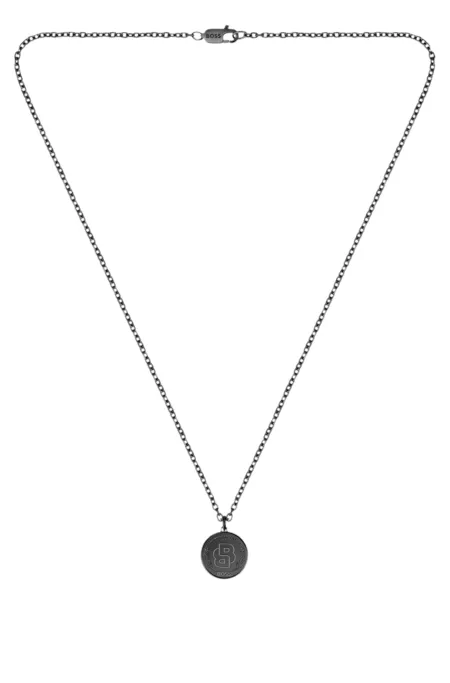 Black-plated necklace with Double B monogram medallion