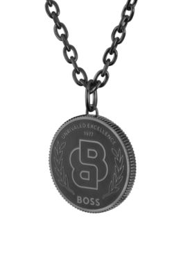 Black-plated necklace with Double B monogram medallion, Assorted-Pre-Pack