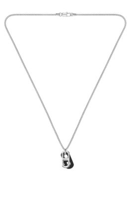 Necklace with steel and leather pendants, Assorted-Pre-Pack
