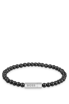Brazalete de cuentas de hematita con logo en el cierre, Assorted-Pre-Pack