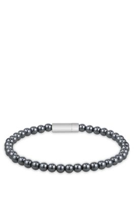 Logo-closure cuff with hematite beads, Assorted-Pre-Pack