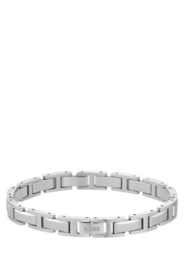 Brazalete en tono plateado con eslabones en H y logo en el cierre, Assorted-Pre-Pack