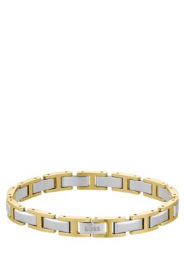 Brazalete en dos tonos con eslabones en H y cierre con logo, Assorted-Pre-Pack
