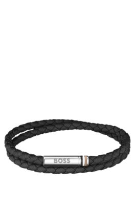 Brazalete negro de trenza doble con logo en el cierre, Assorted-Pre-Pack