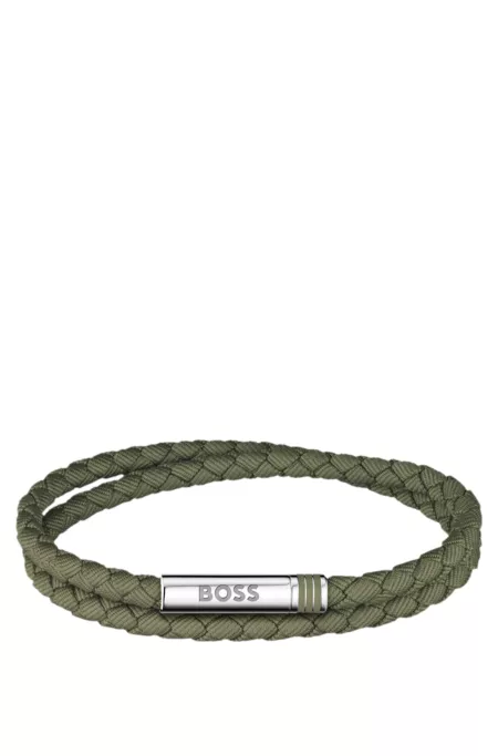 Double-braided green cuff with logo closure