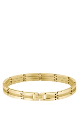 Gold-effect striped cuff with logo clasp, Assorted-Pre-Pack