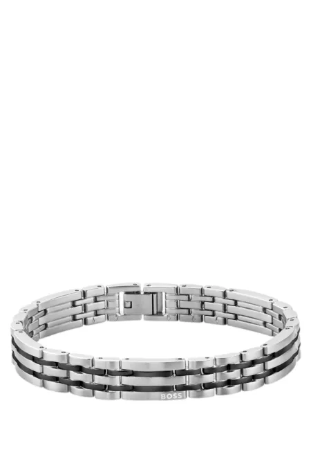 Black and silver-tone cuff with logo clasp