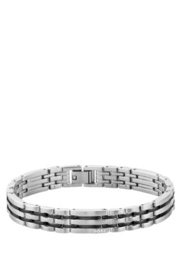 Black and silver-tone cuff with logo clasp, Assorted-Pre-Pack