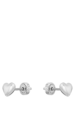 Pendientes de bot&oacute;n en acero inoxidable con forma de coraz&oacute;n, Assorted-Pre-Pack