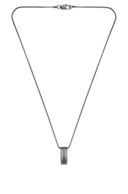Black stainless-steel necklace with stripe-effect pendant, Assorted-Pre-Pack