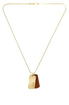 Gold-tone necklace with double-tag pendant